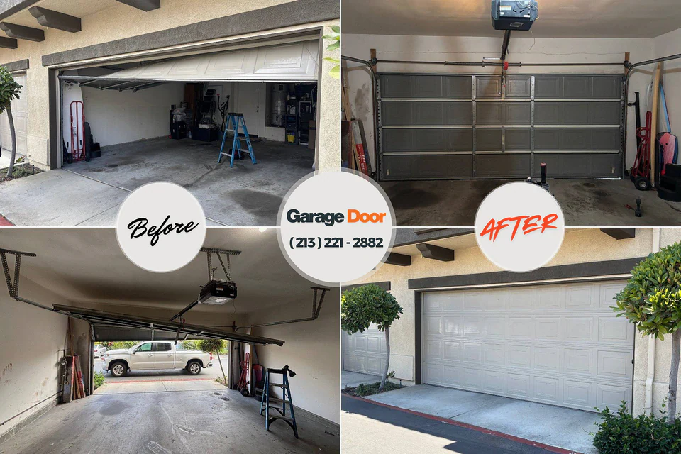 Before and after: garage door repair Fountainebleau, FL
